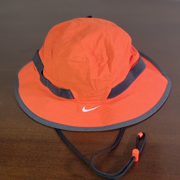 Nike Dry Bucket Orange Gray Hat Cap Adjustable - Picture 2 of 12
